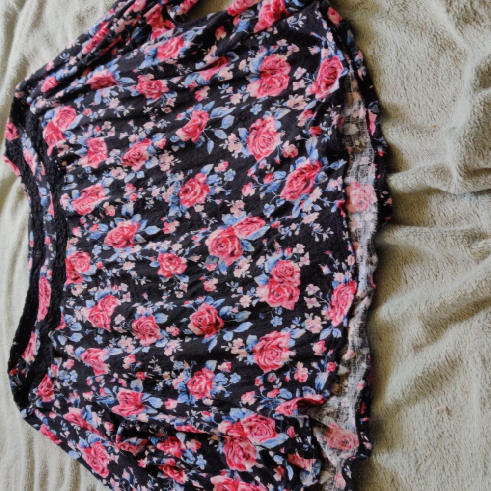 Pretty Black and Lace Floral Blouse